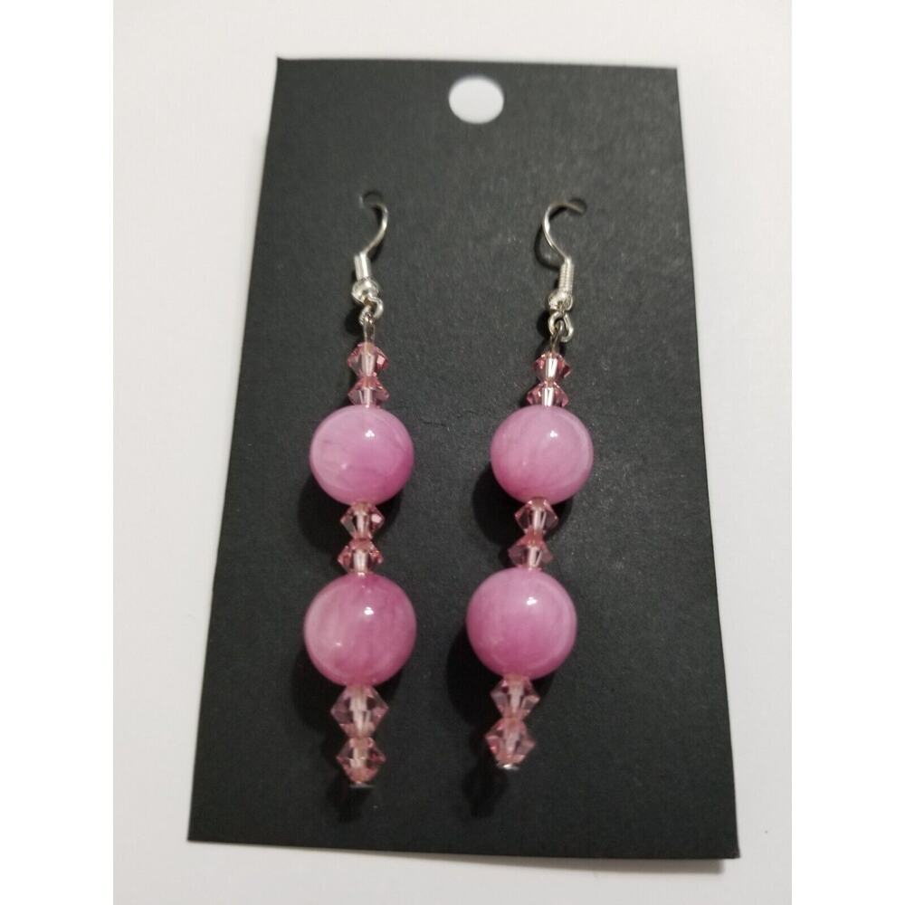 Handmade pink pierce drop earrings shop more combine shipping e25